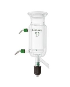 Chemglass Cylindrical, Jacketed, Peptide Synthesis Reaction Vessel With Coarse Porosity Fritted Resin Support. Supplied With Two Polypropylene Hose Connections And Two Gl-14 Screw Caps. 60mm Id Flange, Drain Valvecg-511-01, 60mm Body I.D. X 70m