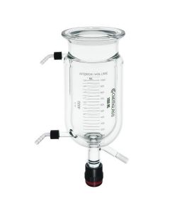 Chemglass Life Sciences 200ml Reaction Vessel, Jacketed, 80mm Schott O-Ring Flange, Gl-14 Inlet/Outlet,Cg-911-A-10 Drain Valve