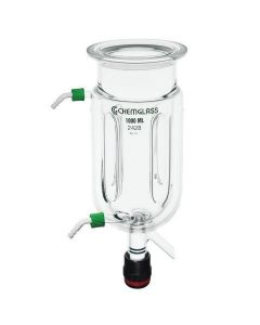 Chemglass Life Sciences 100ml Reaction Vessel, Jacketed, 60mm Schott O-Ring Flange, Gl-14 Inlet/Outlet,Cg-911-A-10 Drain Valve