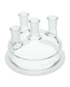 Chemglass Life Sciences Four Neck Vessel Lid To Fitcg-1920 Throughcg-1936 Vessels. Lid Has A Flat Ground Surface Allowing It To Be Greased Or Used With An O-Ring. 24/40 Center Neck, 3-24/40 Side Necks, 100mm Schott Flange