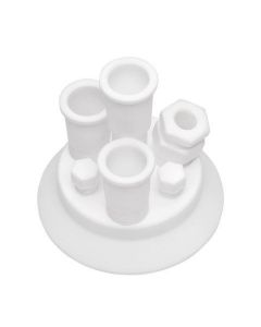 Chemglass 7-Neck Ptfe Reaction Vessel Lid. Supplied With Ptfe Standard Taper Adapters, 14mm Ptfe Compression Fitting For 10 X 10 Compound Angle Side Neck, And Three 1/4