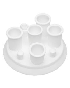 Chemglass 8-Neck Reaction Vessel Lid Is Constructed Entirely Of Ptfe. Low-Form Lid Has Eight Openings. 200mm, 24/40 Outer, 19mm Lasentec, 102mm Overall Height
