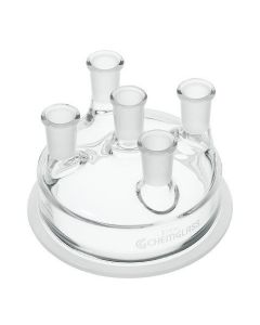 Chemglass Five Neck Vessel Lid To Fitcg-1920 Throughcg-1936 Vessels. Lid Has A Flat Ground Surface Allowing It To Be Greased Or Used With An O-Ring. 24/40 Center Neck, 4-24/40 Side Necks, 150mm Schott Flange