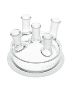 Chemglass Life Sciences Five Neck Vessel Lid To Fitcg-1920 Throughcg-1936 Vessels. 100mm Flange, 24/40 Cn, 24/40 Sns: (2) Vertical And (2) Angled 10