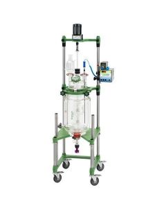 Chemglass Complete Glass Reactor System On Open Air, Auto-Center Stand. 20l Process Reactor, Complete, Air Motor, 67.0" Oah With Motor, 15.3" Clearance Below Valve