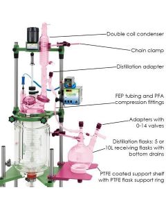 Chemglass Life Sciences 20l 2-Neck Receiving Flask, 45/50 Outer Cn, 45/50 Outer Sn Angled 20