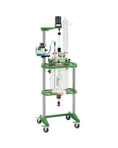 Chemglass Life Sciences Complete Reactor System On Open Air Stand. 30l Process Reactor, Complete, Electric Motor, 82.6" Oah With Motor, 18.6" Clearance Below Valve.