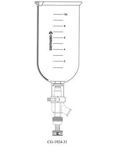 Chemglass Unjacketed Reactor, Capacity Liters: 50, Flange I.D. (Mm): 300, Valve Style: 2" Bp Detachable, Overall Height Mm (In.): 810 (31.9), Height To Width Ratio: 2.5:1