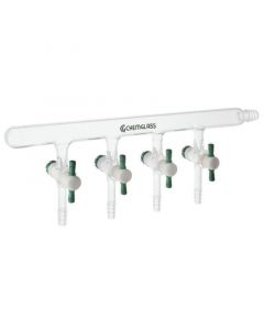 Chemglass Life Sciences Vacuum Manifold, Right Handed, 4 Ports, 4mm Ptfe Stopcock