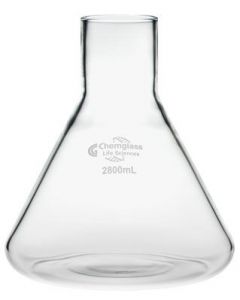 Chemglass Life Sciences Flask, Fernbach, 2800ml, 38mm Od Delong Top, Without Baffles, Approx Od X Height (Mm): 210 X 260