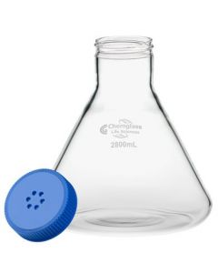 Chemglass Life Sciences Flask, 2800ml, Fernbach, 70mm Screw Thread, Without Baffles, Solid Cap, Approx Od X Height (Mm): 210 X 230