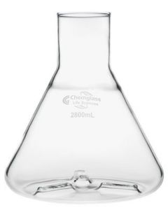Chemglass Life Sciences Flask, Fernbach, 2800ml, 38mm Od Delong Top, With 3 Bottom Baffles, Approx Od X Height (Mm): 210 X 260