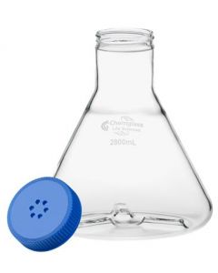 Chemglass Life Sciences Flask, 2800ml, Fernbach, 70mm Screw Thread, With 3 Bottom Baffles, Vented Cap, Approx Od X Height (Mm): 210 X 230
