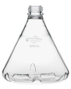 Chemglass Life Sciences Flask, Fernbach, 2800ml, 38mm Od Delong Top, Side And Bottom Baffles, Approx Od X Height (Mm): 210 X 260