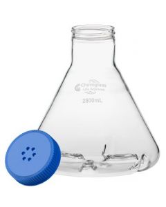 Chemglass Life Sciences Flask, 2800ml, Fernbach, 70mm Screw Thread, With 6 Baffles, Vented Cap, Approx Od X Height (Mm): 210 X 230