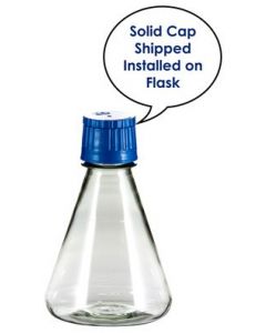 Chemglass Life Sciences Flask, Erlenmeyer, 500ml, Plain, Sterile, Polycarbonate, 38-430 Thread, With Blue Duo Cap