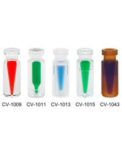 Chemglass Life Sciences Vial, 0.1ml, Glass Insert/Amber Plastic Vial, Standard Opening, Limited Volume, 12x32mm, 11mm Crimp