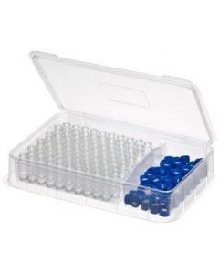 Chemglass Life Sciences Kit, Preassembled Vial, Autosampler Hplc Vial, 0.5ml, Ram, Plastic, Pp, Limited Volume, Large Opening, 9mm Thread, 12 X 32mm, With 0.30ml Fused Insert, Blue Bonded Closure, Open Hole, .040" Ptfe/Silicone Septa With Slit