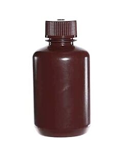 Antylia Cole-Parmer Essentials Amber Narrow-Mouth Plastic Bottle, HDPE, 125mL (4oz); 12/PK