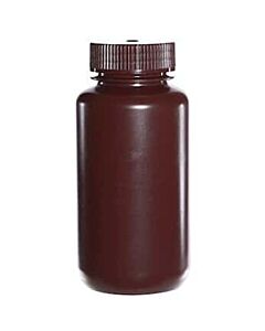 Antylia Cole-Parmer Essentials Amber Wide-Mouth Plastic Bottle, HDPE, 250mL (8oz); 12/PK