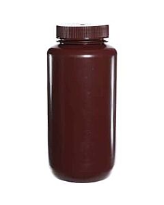 Antylia Cole-Parmer Essentials Amber Wide-Mouth Plastic Bottle, HDPE, 1000mL (32oz); 6/PK