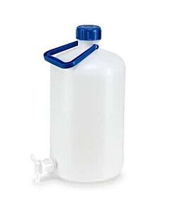 Antylia Cole-Parmer Essentials Heavy-Walled Narrow-Mouth Carboy w/ Spigot and Handle, HDPE; 10L (2.5 gal)