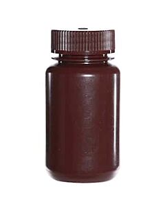 Antylia Cole-Parmer Essentials Economy Amber Wide-Mouth Plastic Bottle, HDPE, 125mL (4oz); 12/PK