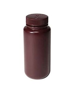 Antylia Cole-Parmer Essentials Economy Amber Wide-Mouth Plastic Bottle, HDPE, 250mL (8oz); 12/PK