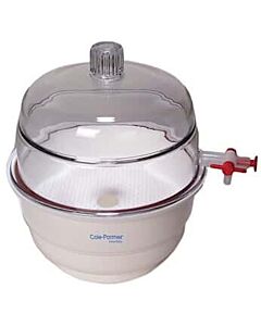 Antylia Cole-Parmer Essentials Vacuum Desiccator with Polycarbonate Cover, Polypropylene Base, 6"/150 mm dia
