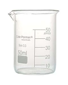 Antylia Cole-Parmer Essentials Low-Form Beaker, Glass, 25 mL; 12/PK