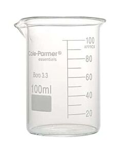 Antylia Cole-Parmer Essentials Low-Form Beaker, Glass, 100 mL; 12/PK