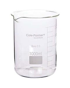 Antylia Cole-Parmer Essentials Low-Form Beaker, Glass, 1000 mL; 6/PK