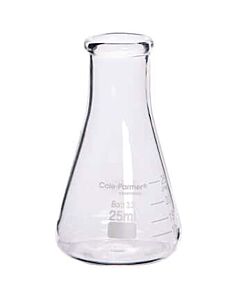 Antylia Cole-Parmer Essentials Glass Erlenmeyer Flasks, Graduated, Heavy Rim, 25 mL (0.85 oz); 24/Pk