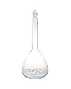 Antylia Cole-Parmer Essentials Class A Volumetric Flask with Glass Stopper, 2000 mL; 1/PK