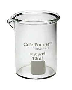 Antylia Cole-Parmer Essentials Plus Griffin Low-Form Beaker, Glass, 10 mL; 12/PK