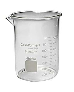 Antylia Cole-Parmer Essentials Plus Griffin Low-Form Beaker, Glass, 400 mL; 8/PK