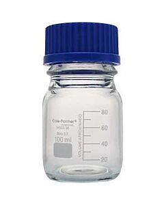 Antylia Cole-Parmer Essentials Glass Media Bottles, Class A, Round, 100 mL (3.4 oz); 10/Pk