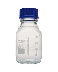 Antylia Cole-Parmer Essentials Glass Media Bottles, Class A, Round, 250 mL (8.5 oz); 10/Pk