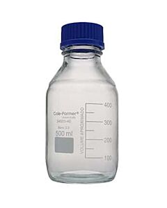 Antylia Cole-Parmer Essentials Glass Media Bottles, Class A, Round, 500 mL (16.9 oz); 10/Pk