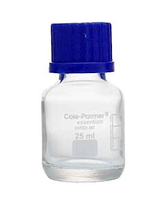 Antylia Cole-Parmer Essentials Glass Media Bottles, Class A, Round, 25 mL (0.8 oz); 10/Pk