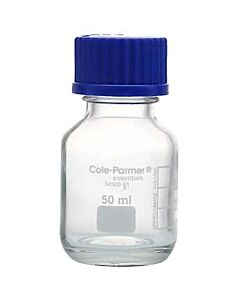 Antylia Cole-Parmer Essentials Glass Media Bottles, Class A, Round, 50 mL (1.7 oz); 10/Pk