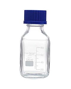 Antylia Cole-Parmer Essentials Glass Media Bottles, Class A, Square, 100 mL (3.4 oz); 10/PK