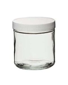 Antylia Cole-Parmer Essentials Straight-Sided Round Jar, Clear Glass, 185mL (6 oz); 24/CS