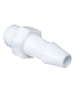 Antylia Cole-Parmer Threaded to Hose Barb Fitting, Straight Adapter, White Nylon, Cleanroom Packed, 10-32 Taper x 1/8" ID; 10/Pk