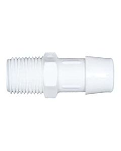 Antylia Cole-Parmer Threaded to Hose Barb Fitting, Straight Adapter, White Nylon, Cleanroom Packed, 1/8" NPT(M) x 1/8" ID; 10/Pk
