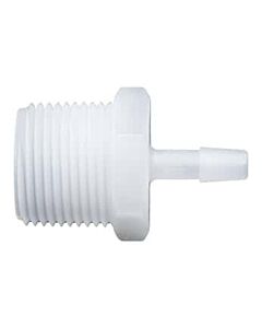 Antylia Cole-Parmer Threaded to Hose Barb Fitting, Straight Adapter, Natural Kynar®, Cleanroom Packed, 1/8" NPT(M) x 1/8" ID; 10/Pk
