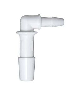 Antylia Cole-Parmer Hose Barb Fitting, Reducing Elbow, White Nylon, Cleanroom Packed, 1/4" ID x 1/8" ID; 10/Pk
