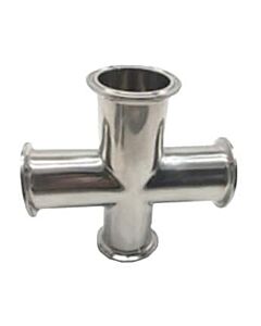 Antylia Cole-Parmer Fitting, 316L Stainless Steel, Cross, Sanitary Clamp Union, 1"