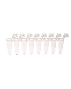 Celltreat PCR 8-Strip Tubes, 0.2mL, Attached Flat Caps, Clear