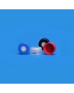 Chemglass Life Sciences Cap, Bonded, Open Hole, Blue, Ptfe/Red Rubber, 9mm Thread, With Slit